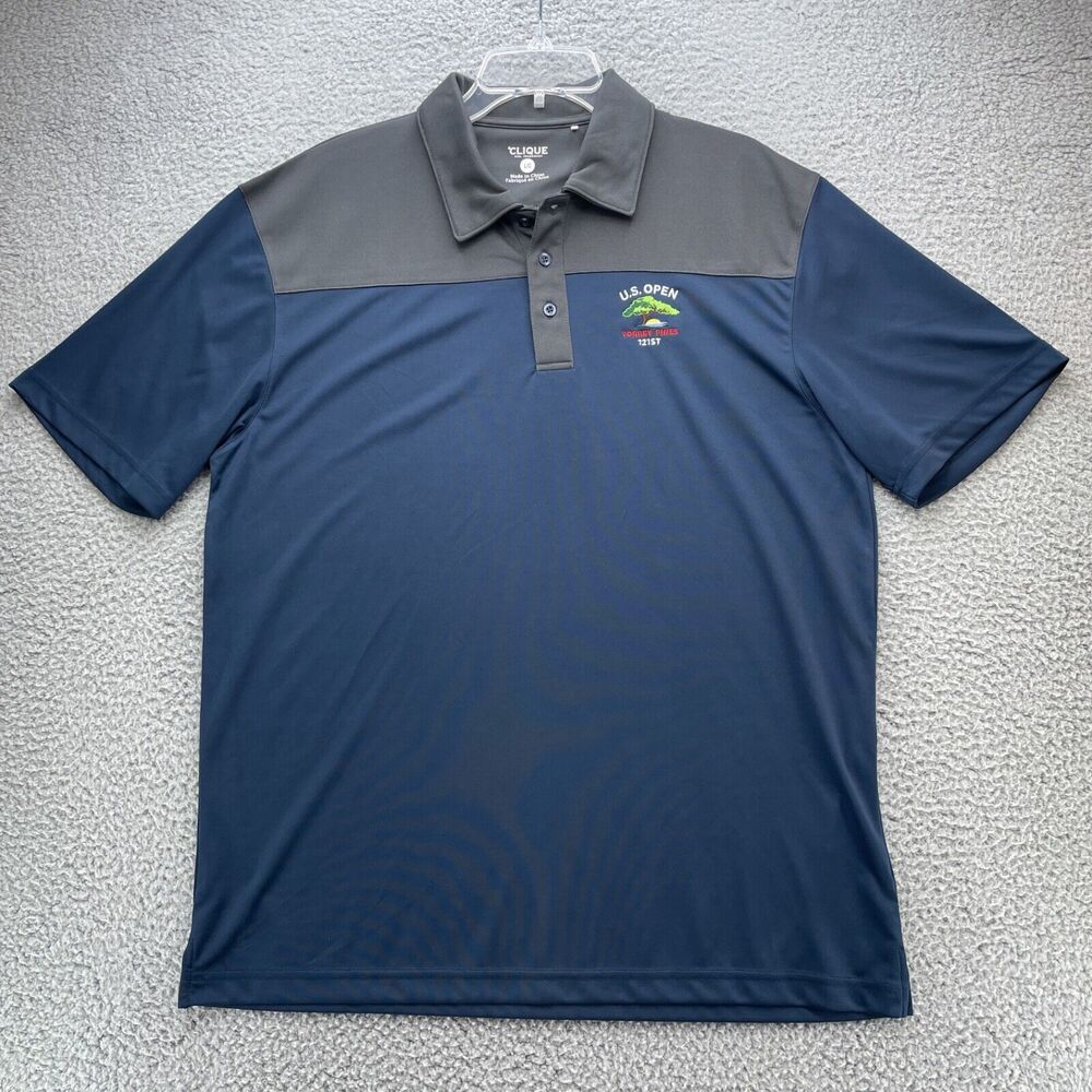 121st US Open Torrey Pines Shirt Mens Large Blue Gray Golf Polo Clique Athletic